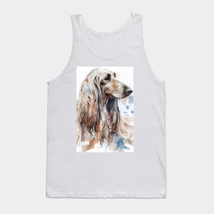 Watercolor Brown Afghan Hound  with Blue Accents Tank Top